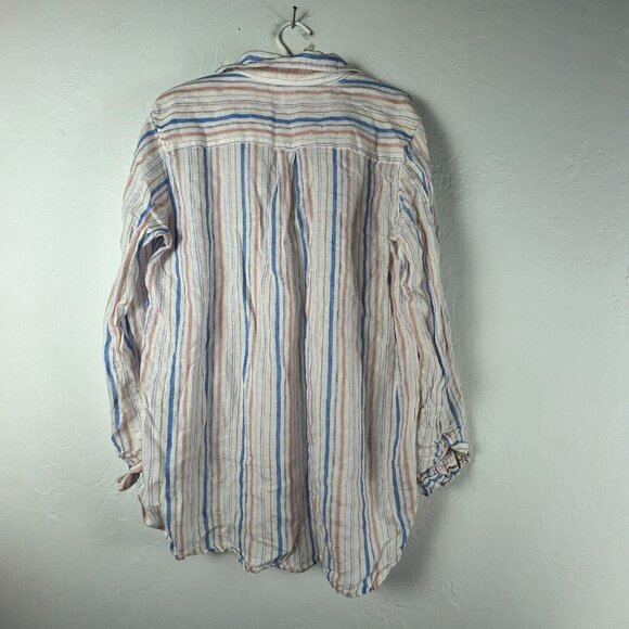 GAP Women's Striped Pattern Long Sleeve Collared Casual Blouse Multicolor Large - Picture 2 of 7